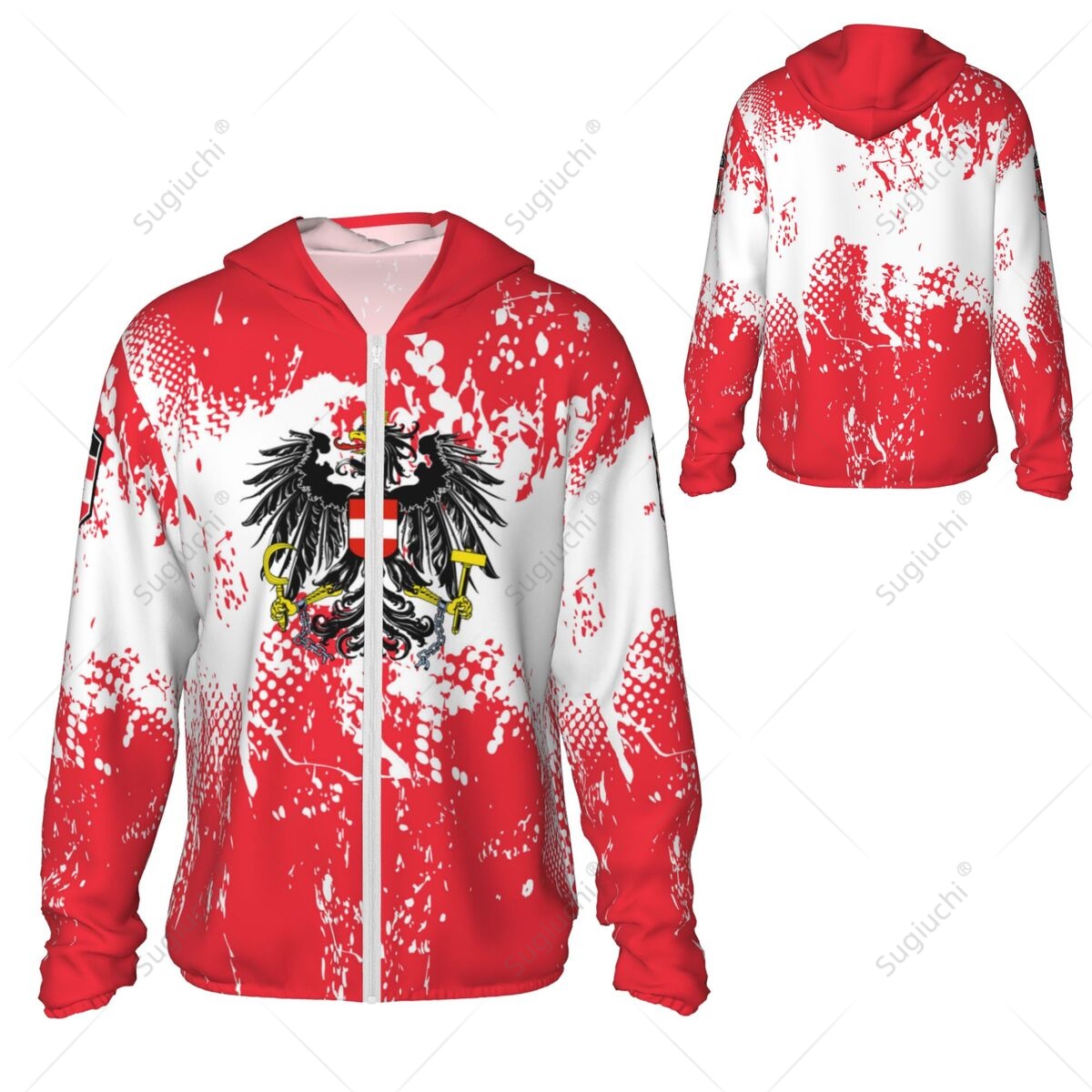 Fishing Hoodie - Sweat à capuche anti-UV drapeau autrichien,
