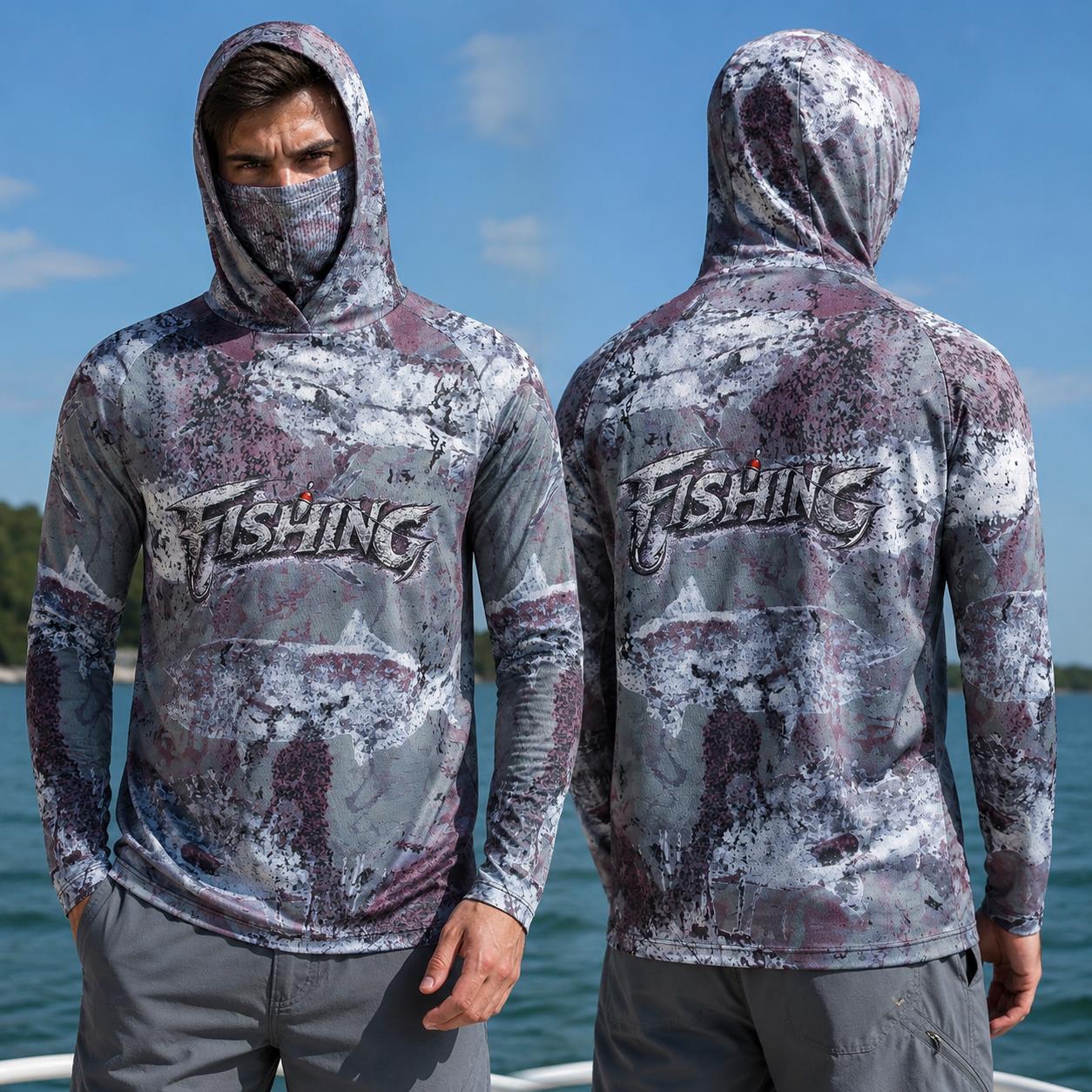 Fishing Mask Sun Protection - Haut de pêche à capuche pour