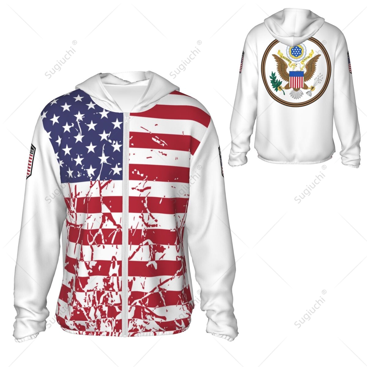 Fishing Hoodie - Sweat à capuche anti-UV avec drapeau