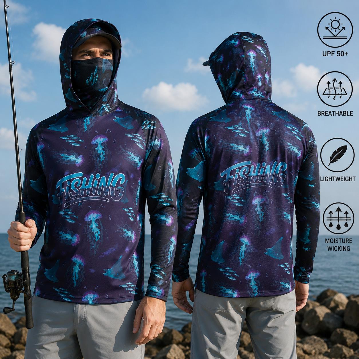 Haut de pêche à capuche pour h - Fishing Mask Sun Protection avis et prix